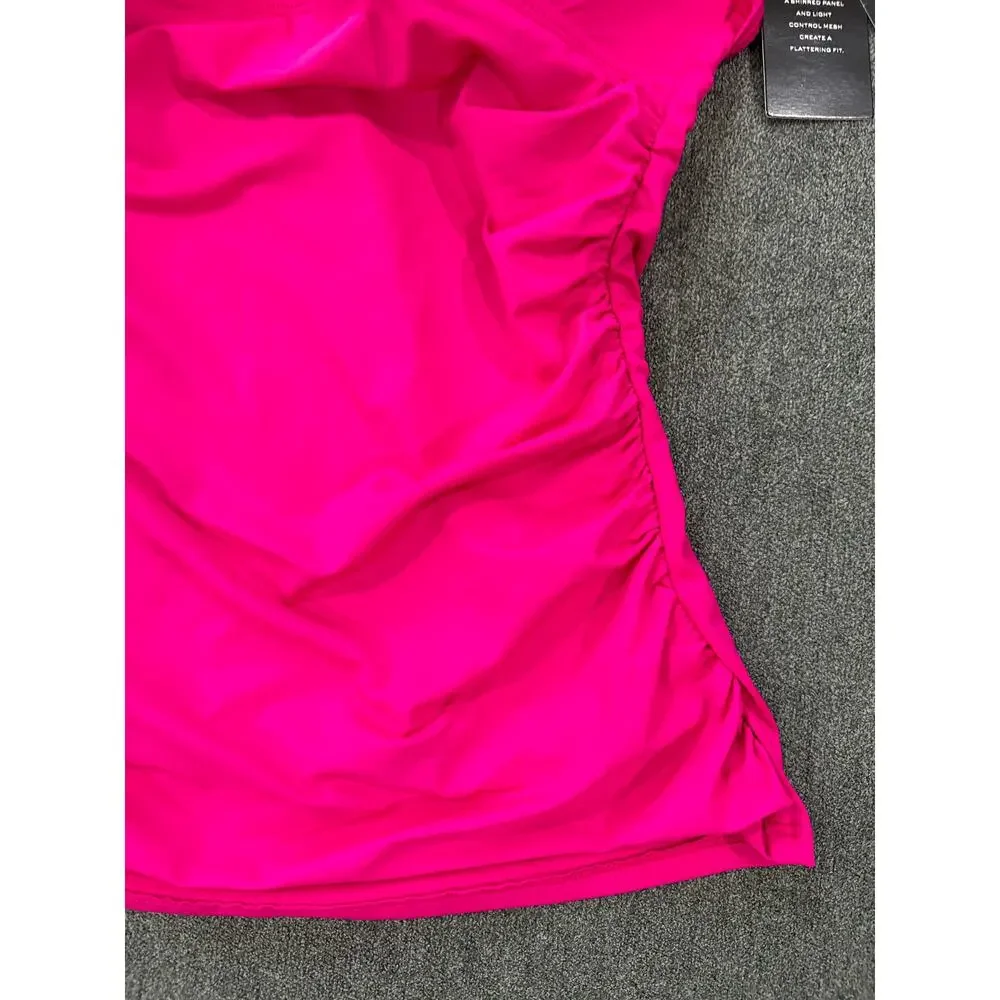 Ralph Lauren Beach Club Solid Molded Cup Halter Tankini Top Hot Pink Size 4 NWT